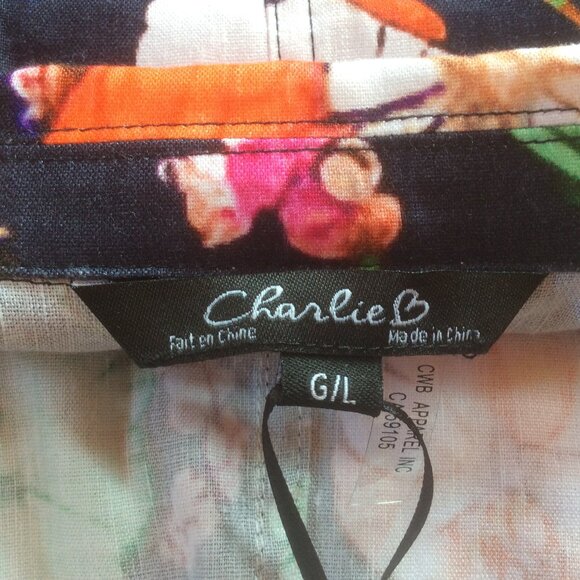 Charlie B Gardenia Print Linen Blend NWT Colorful Floral Blazer Size Large - Picture 3 of 8